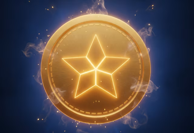 A glowing virtual coin